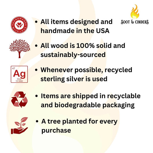 infographic showing the sustainable details and features of the earrings and the store