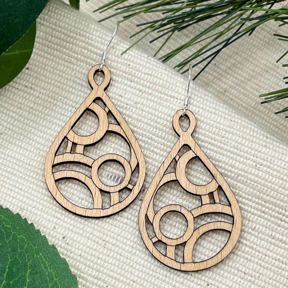Circular Infinity (Beech Wood and Recycled Sterling Silver Earrings)