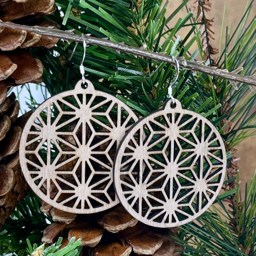 Diamonds in Diamonds Geometric Round Sterling Silver Mahogany Earrings