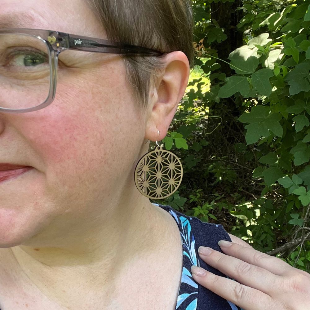 Diamonds in Diamonds Geometric Round Sterling Silver Mahogany Earrings