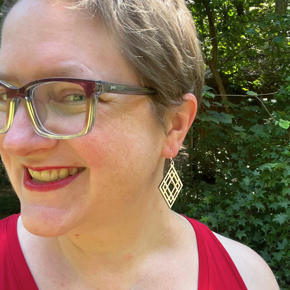 Geometric Diamonds in Diamonds| Aspen Wood Sterling Silver Earrings