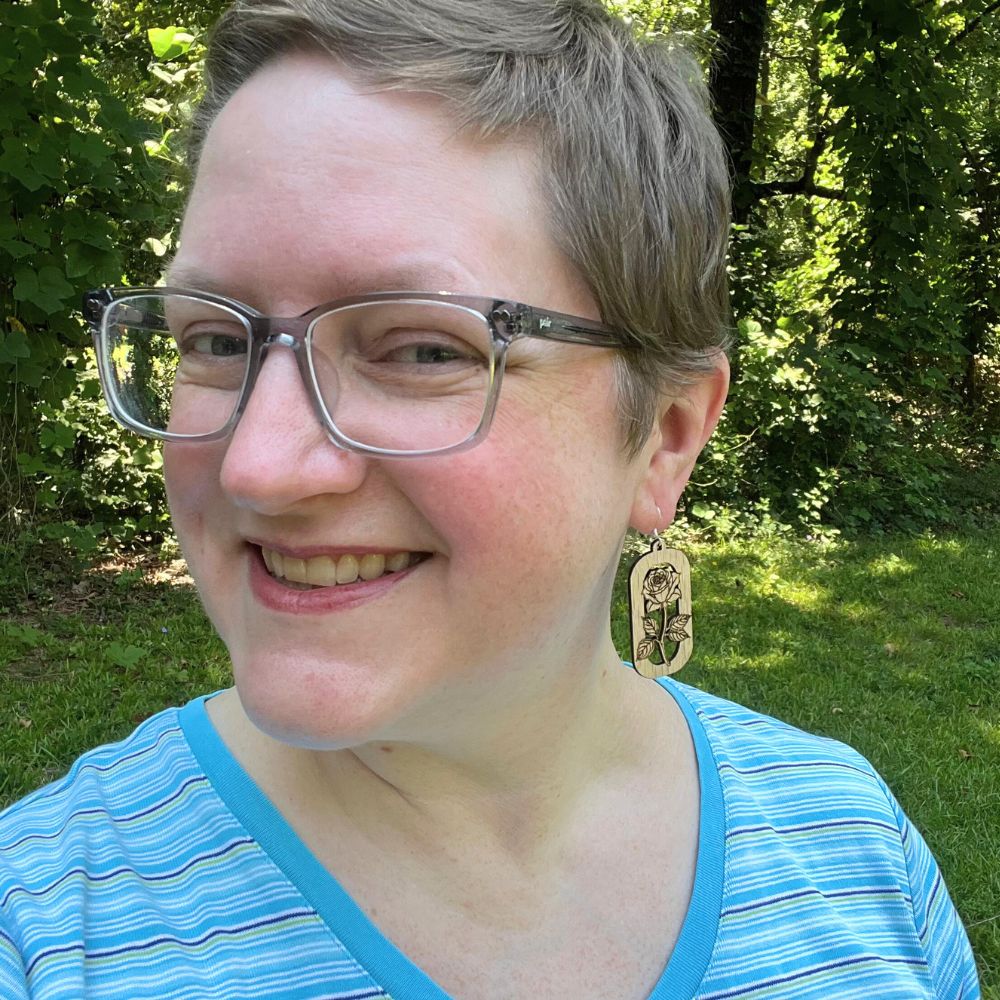 Rose Floating above Rectangular Frame | Red Oak Wood Sterling Silver Earrings