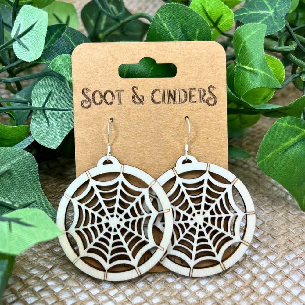 Spiderweb Cutout Pattern | Aspen Wood Sterling Silver Earrings