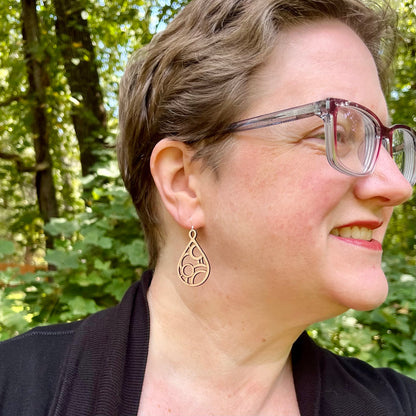 Circular Infinity (Beech Wood and Recycled Sterling Silver Earrings)