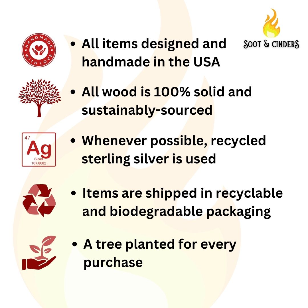 infographic showing the sustainable details and features of the  earrings and the store