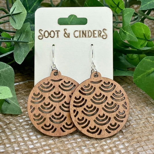 Fanfare (Cherry Wood and Recycled Sterling Silver Earrings)