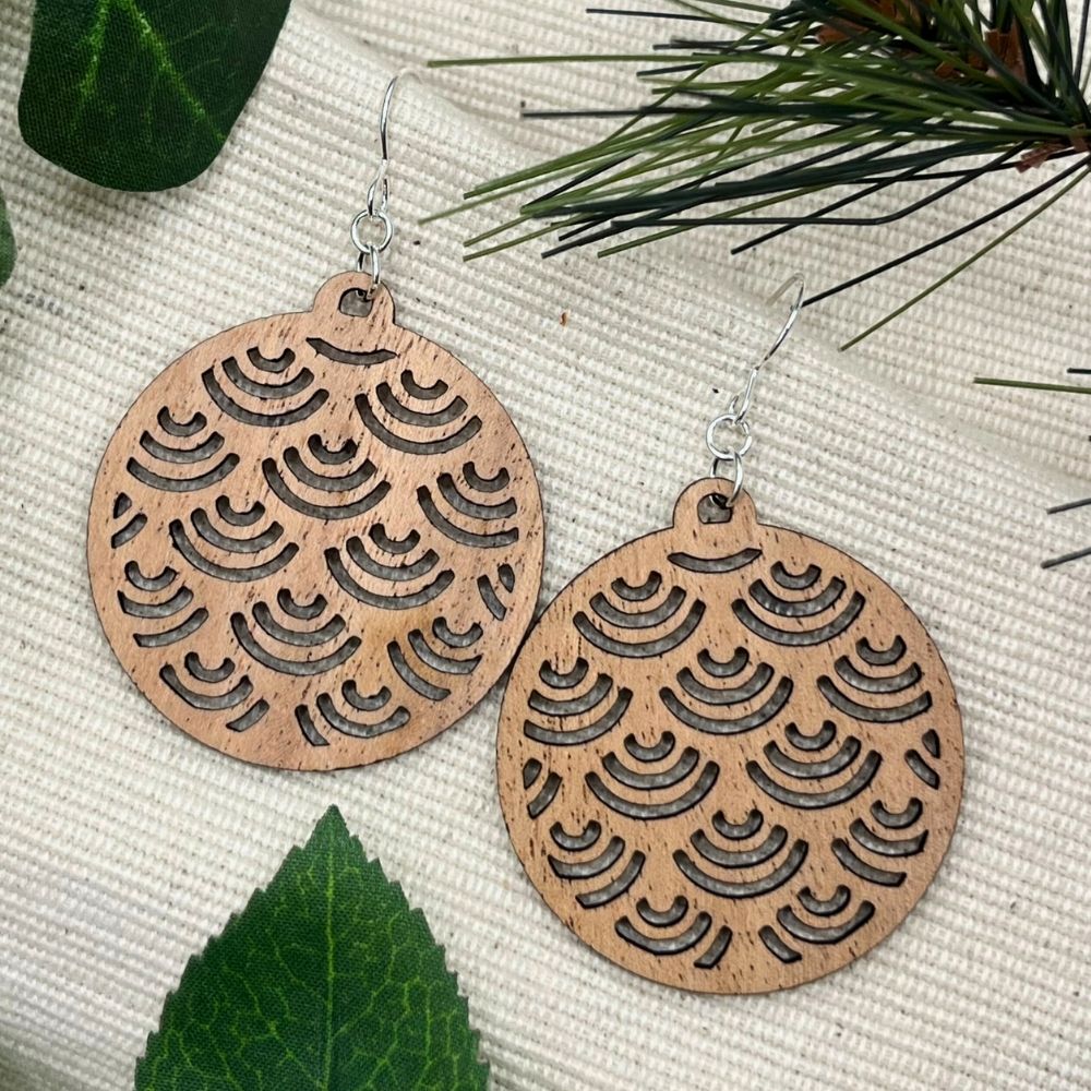 Fanfare (Cherry Wood and Recycled Sterling Silver Earrings)