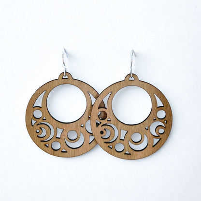 Moon Bubbles (Mahogany and Recycled Sterling Silver Earrings)