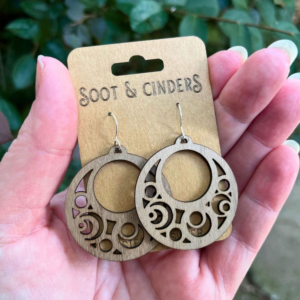 Moon Bubbles (Mahogany and Recycled Sterling Silver Earrings)