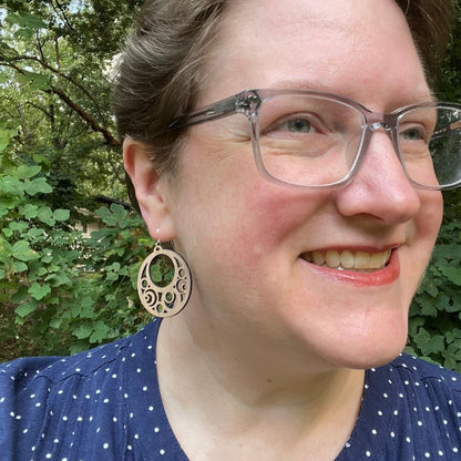 Moon Bubbles (Mahogany and Recycled Sterling Silver Earrings)