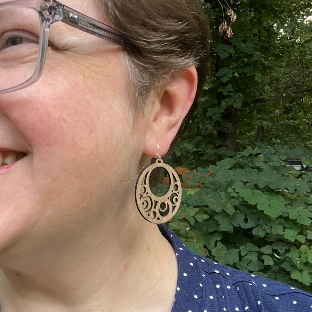 Moon Bubbles (Mahogany and Recycled Sterling Silver Earrings)