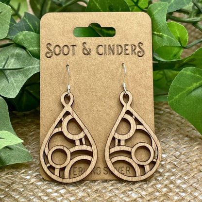 Circular Infinity (Beech Wood and Recycled Sterling Silver Earrings)