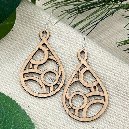 Circular Infinity (Beech Wood and Recycled Sterling Silver Earrings)