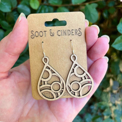 Circular Infinity (Beech Wood and Recycled Sterling Silver Earrings)