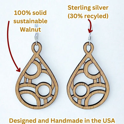 Circular Infinity (Beech Wood and Recycled Sterling Silver Earrings)