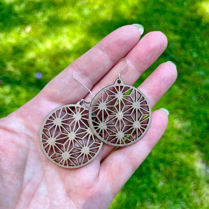 Diamonds in Diamonds Geometric Round Sterling Silver Mahogany Earrings