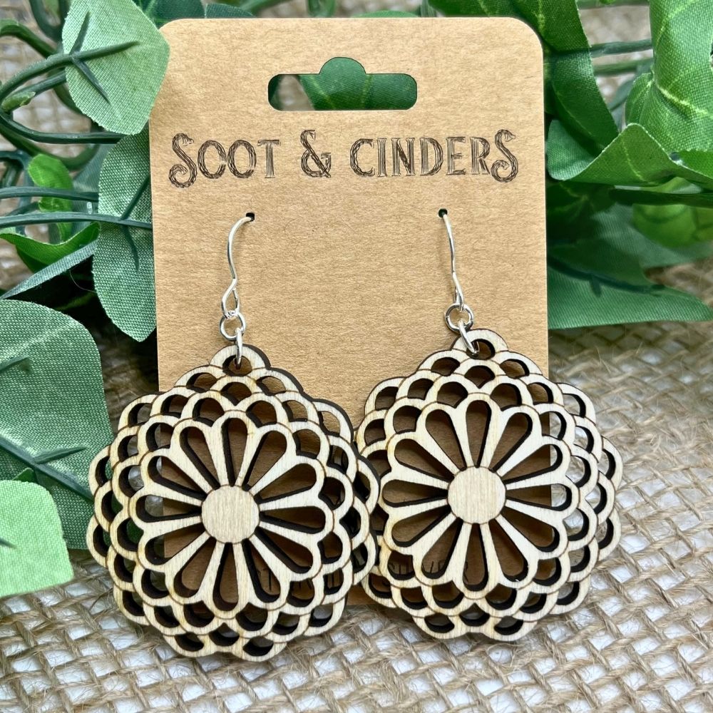 Bloom Where You're Planted (Poplar Wood and Recycled Sterling Silver Earrings)