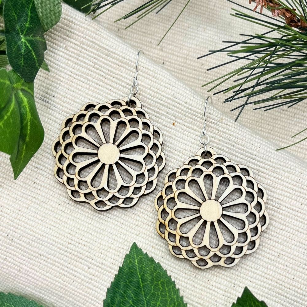 Bloom Where You're Planted (Poplar Wood and Recycled Sterling Silver Earrings)