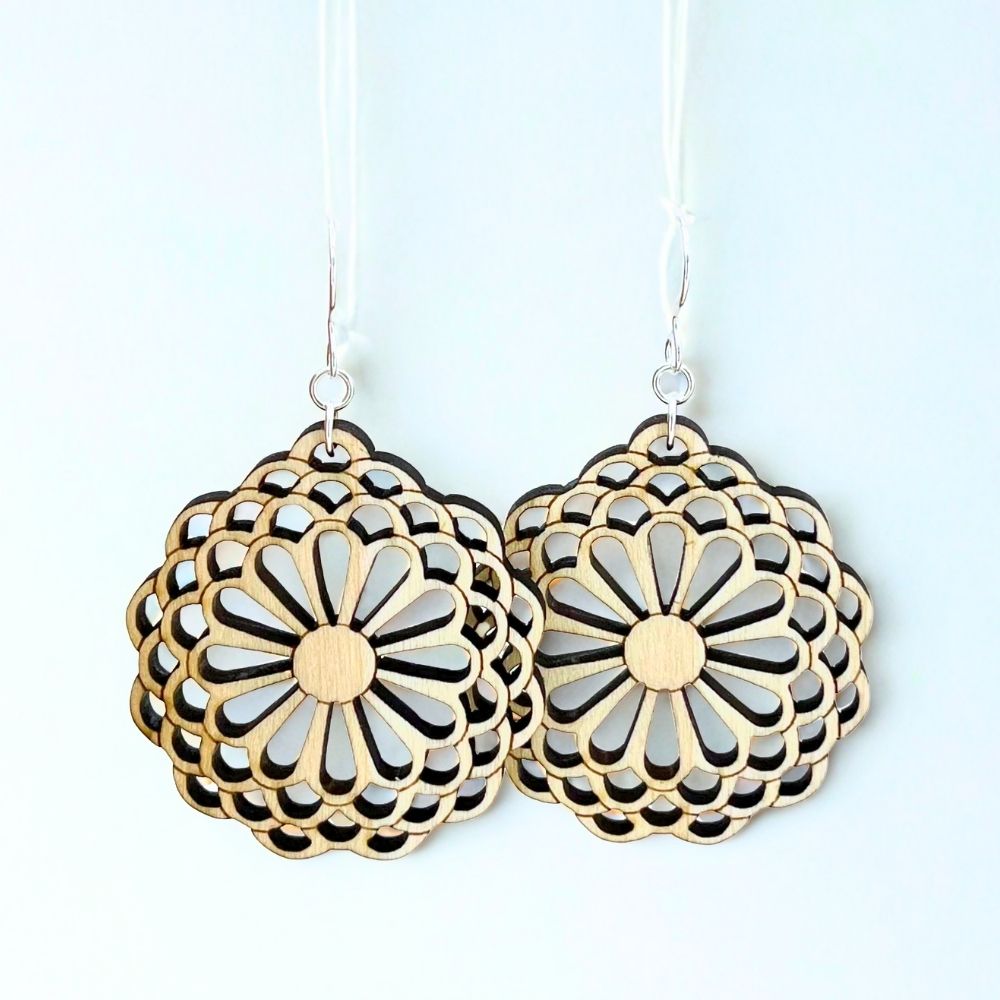 Bloom Where You're Planted (Poplar Wood and Recycled Sterling Silver Earrings)