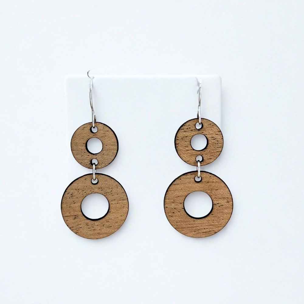 Loop de Loop (Cherry Wood and Recycled Sterling Silver Earrings)