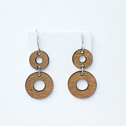 Loop de Loop (Cherry Wood and Recycled Sterling Silver Earrings)