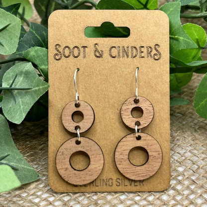 Loop de Loop (Cherry Wood and Recycled Sterling Silver Earrings)