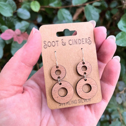 Loop de Loop (Cherry Wood and Recycled Sterling Silver Earrings)