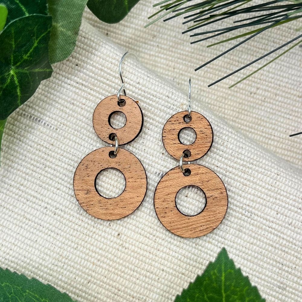 Loop de Loop (Cherry Wood and Recycled Sterling Silver Earrings)