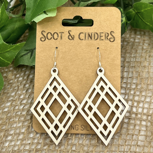 Geometric Diamonds in Diamonds| Aspen Wood Sterling Silver Earrings