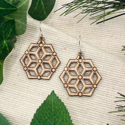 Hivemind (Red Oak and Recycled Sterling Silver Earrings)