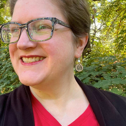 Pearl in the Garden (Mahogany, White Mother of Pearl, and Recycled Sterling Silver Earrings)