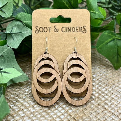 Optical Ovals (Walnut Wood and Recycled Sterling Silver Earrings)