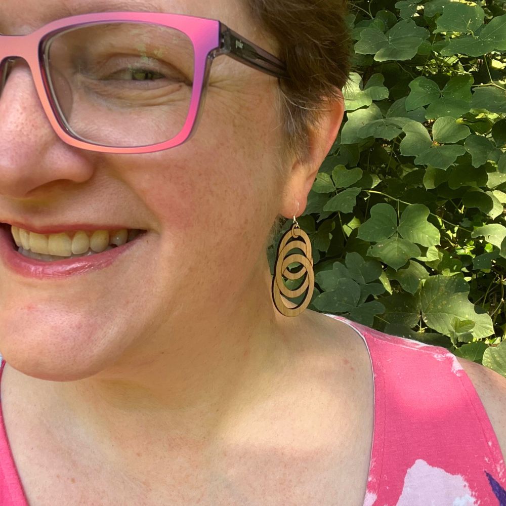 Optical Ovals (Walnut Wood and Recycled Sterling Silver Earrings)