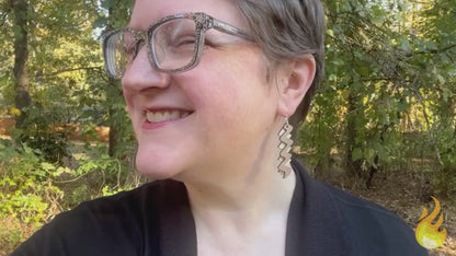 Two Tone Tango (Mahogany, Aspen Wood, and Recycled Sterling Silver Earrings)