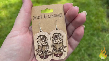 Stem-sational (Red Oak and Recycled Sterling Silver Earrings)