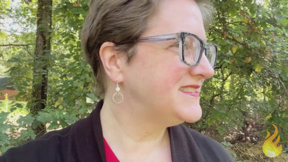 Pearl in the Garden (Mahogany, White Mother of Pearl, and Recycled Sterling Silver Earrings)