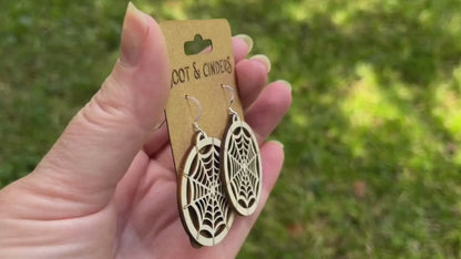 Spiderweb Cutout Pattern | Aspen Wood Sterling Silver Earrings
