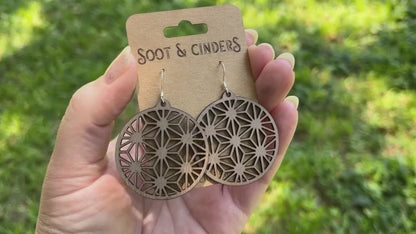 Diamonds in Diamonds Geometric Round Sterling Silver Mahogany Earrings