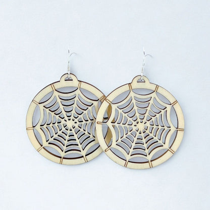 Spiderweb Cutout Pattern | Aspen Wood Sterling Silver Earrings