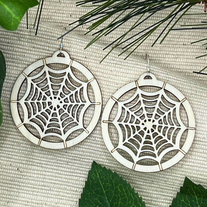 Spiderweb Cutout Pattern | Aspen Wood Sterling Silver Earrings