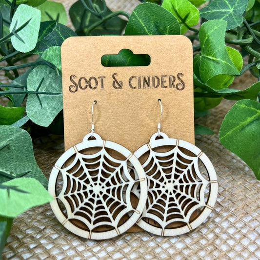 Spiderweb Cutout Pattern | Aspen Wood Sterling Silver Earrings