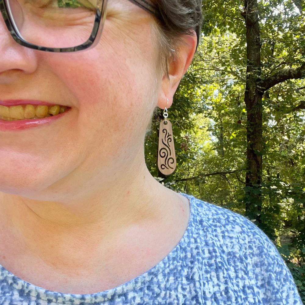 Whispering Winds (Mahogany and Recycled Sterling Silver Earrings)
