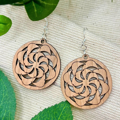 Twirly Whirlies (Walnut Wood and Recycled Sterling Silver Earrings)