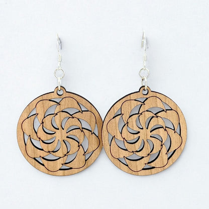 Twirly Whirlies (Walnut Wood and Recycled Sterling Silver Earrings)
